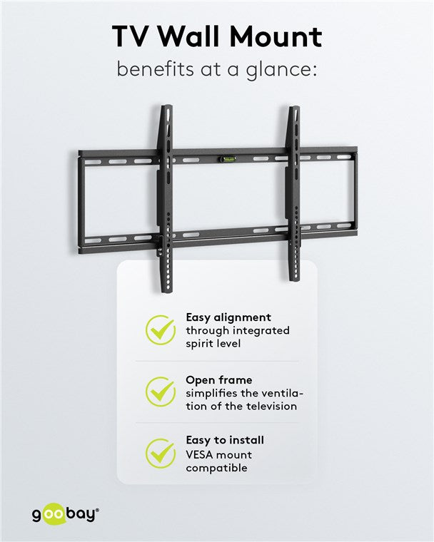Goobay 49742 TV-Wandhalterung Basic FIXED (XL) für Fernseher von 43-Zoll bis 100-Zoll (109-254 cm) bis 75kg