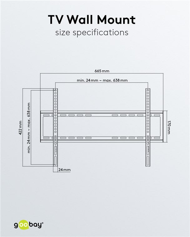 Goobay 49732 TV-Wandhalterung Basic FIXED (L) für Fernseher von 37-Zoll bis 70-Zoll (94-178 cm) bis 35kg