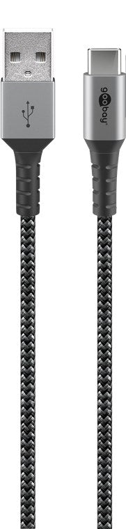 Goobay 49295 USB-C-auf-USB-A-Textilkabel mit Metallsteckern 0.5 m