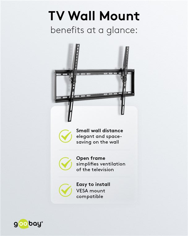 Goobay 49741 TV-Wandhalterung Basic TILT (L) für Fernseher von 37-Zoll bis 70-Zoll (94-178 cm) | neigbar bis 35kg