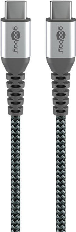 Goobay 49302 USB-C-auf-USB-C-Textilkabel mit Metallsteckern 1 m