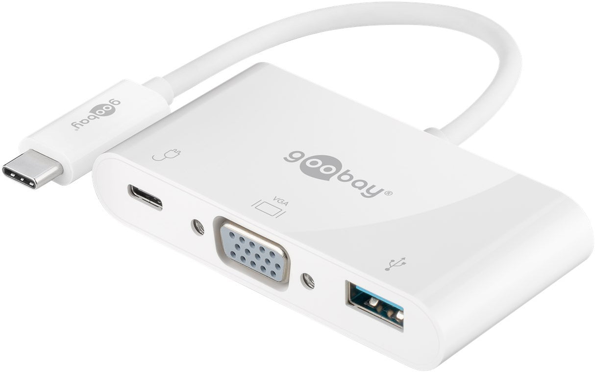Goobay 62100 USB-C Multiport-Adapter USB 3.0+VGA+C PD | weiß