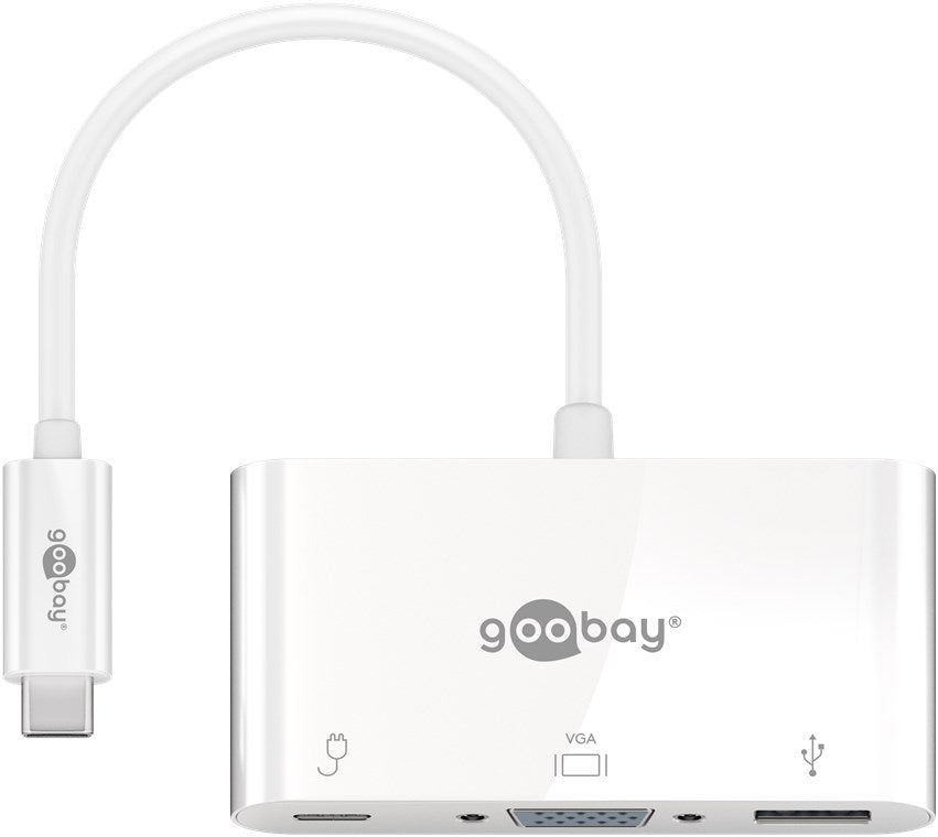 Goobay 62100 USB-C Multiport-Adapter USB 3.0+VGA+C PD | weiß