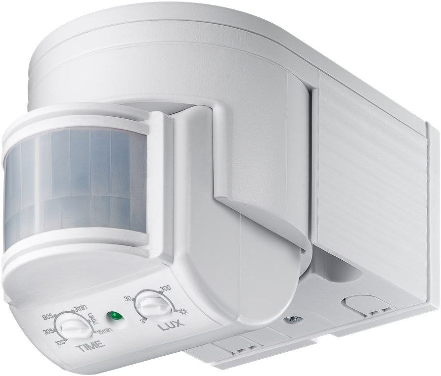 Goobay 95175 Infrarot-Bewegungsmelder zur Aufputz-Wandmontage | 180°-Erfassung | 12 m Reichweite | für außen (IP44), LED-geeignet | weiß