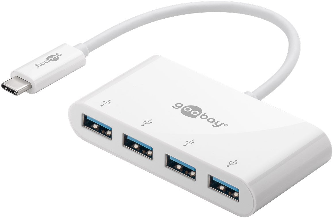 Goobay 66274 USB-C Multiport-Adapter | 4x USB A 3.0 | weiß