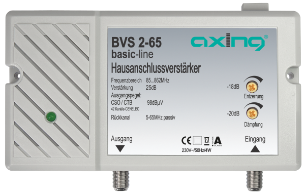 BVS 2-65 CATV-Verstärker 25 dB | 98 dBµV | 47...862 MHz | Rückkanal 5...65 MHz