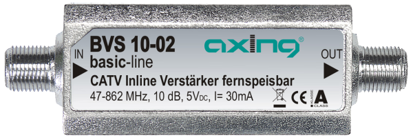 BVS 10-02 Miniatur-Inline-Verstärker | 10dB | 47-862 MHz | fernspeisbar
