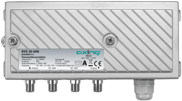 BVS 20-69N BK-Verstärker | 38dB | 1218 MHz | DZ/EZ 15dB(Jumper) | RK 30dB