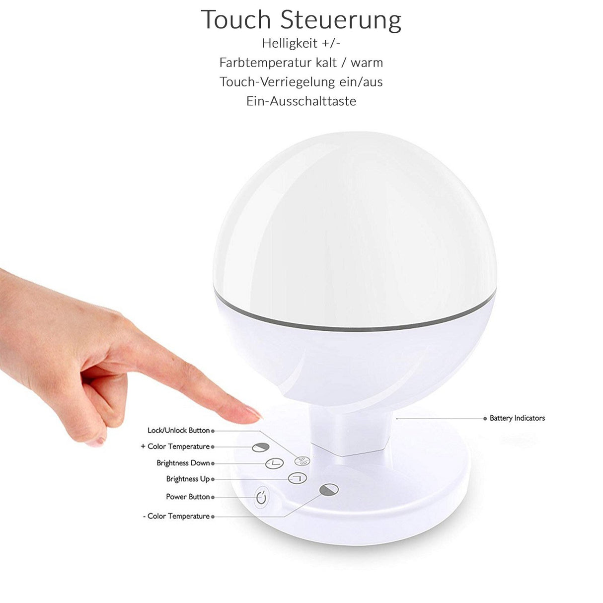 LTL00201 Portable LED Lampe Tisch-Leuchte mit Akku zur USB-Ladung