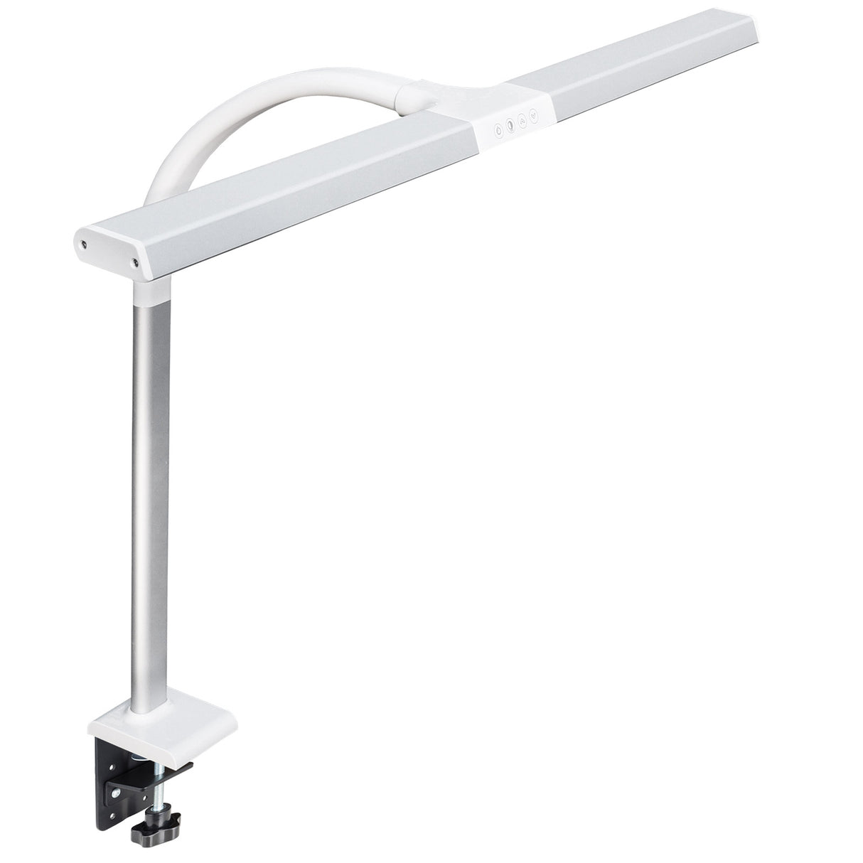 LTL00320E Große LED Schreibtischlampe mit Klemmfuß 80 cm weiß/silber