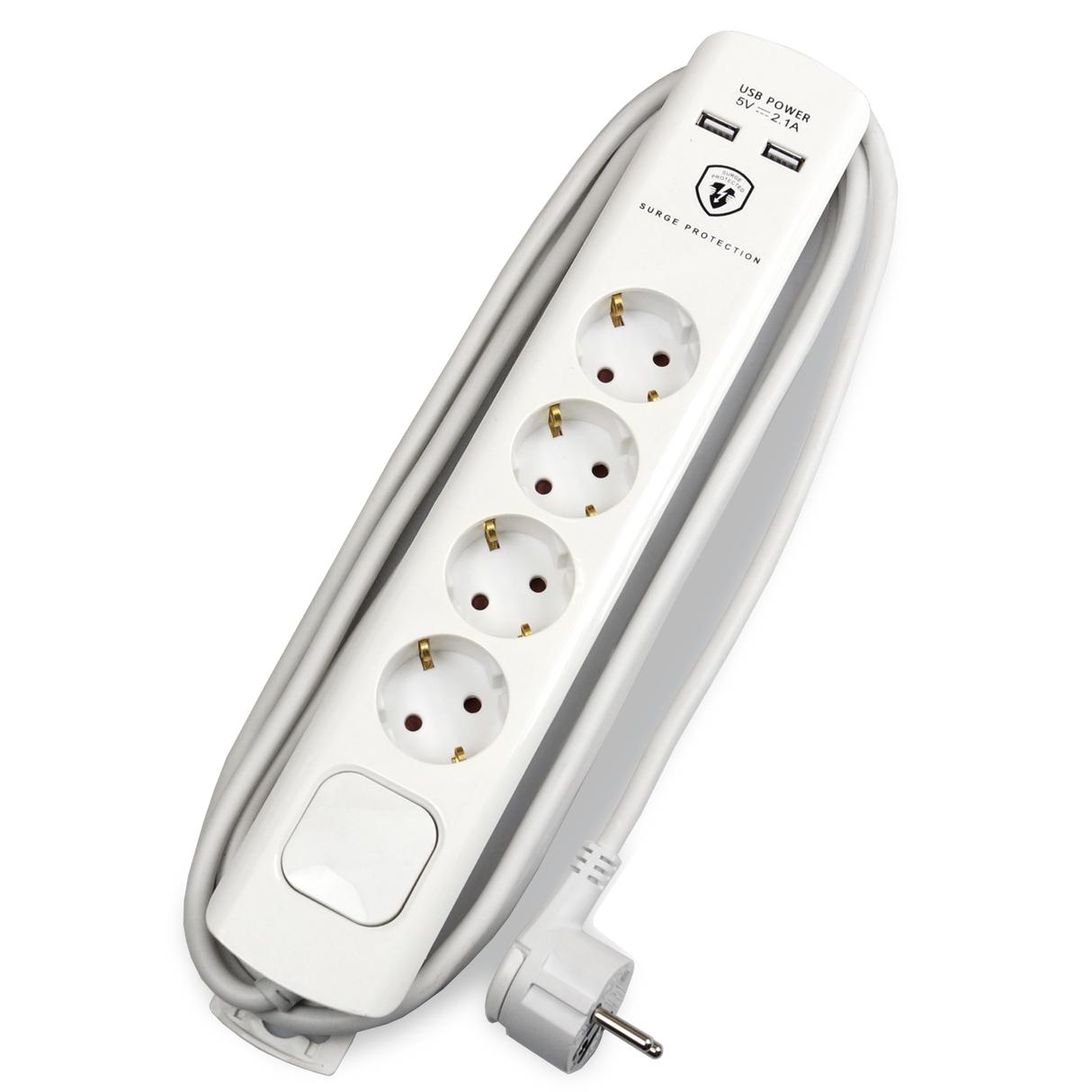 MD000433 4-fach Stromleiste mit 2x USB, Schnellladung, 3m Überspannungsschutz