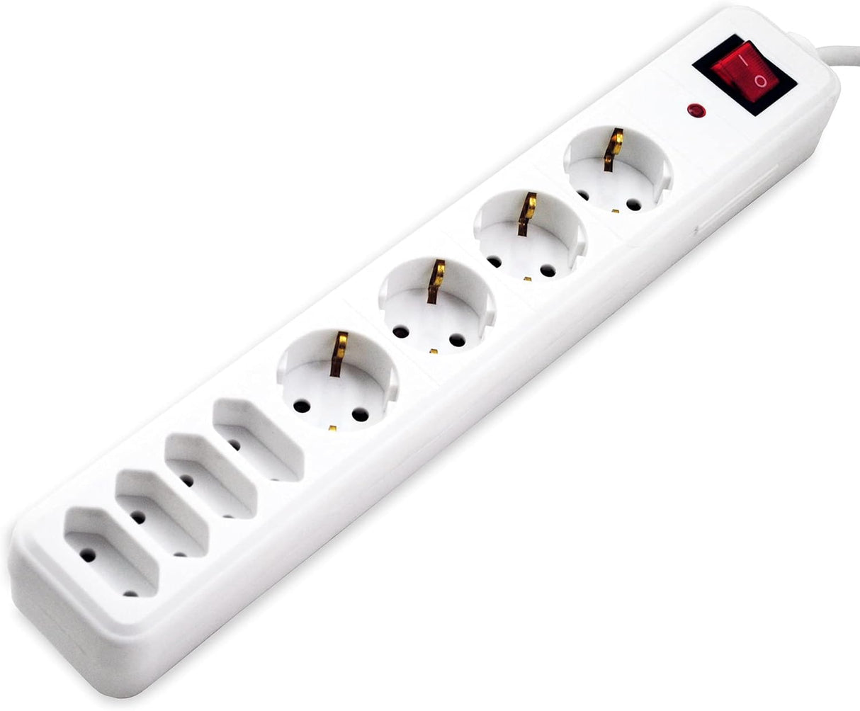 MD000822 8fach Tischsteckdose 1,4m ws, Ü-Schutz Schalter, Kindersicherung, Überspannungsschutz