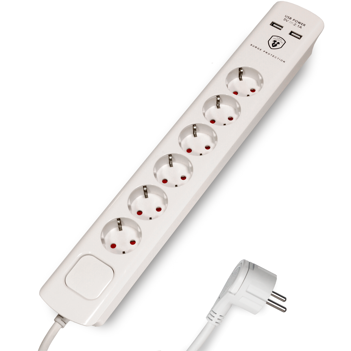 MD000632 6-fach Stromleiste mit 2x USB Schnellladung | 1,5m | Überspannungsschutz