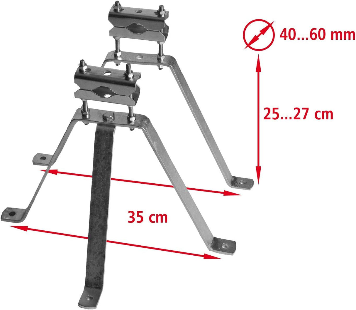 MN03 Mastbügel Wandhalterung | Wandabstand 30 cm | Rohr-D 38-60 mm | Stahl | Neigungsanpassung