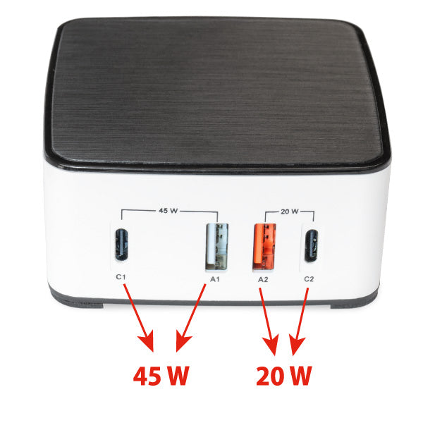 NLG00165 Mehrfach USB-Ladegerät 4 Port Ladestation 65W USB-C + USB-A