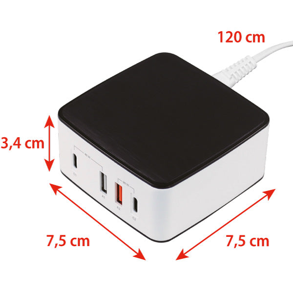 NLG00165 Mehrfach USB-Ladegerät 4 Port Ladestation 65W USB-C + USB-A