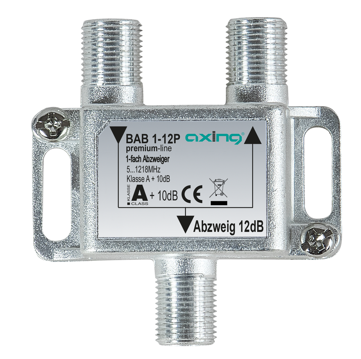 BAB 1-12P 1-fach Abzweiger | 12dB | F-Anschluss | 5…1218 MHz