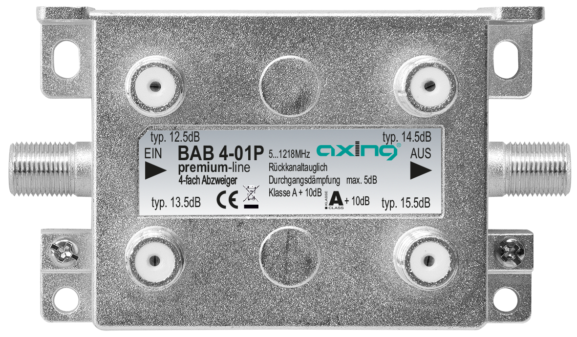 BAB 4-01P 4-fach Abzweiger | 5dB | F-Anschluss | 5…1218 MHz