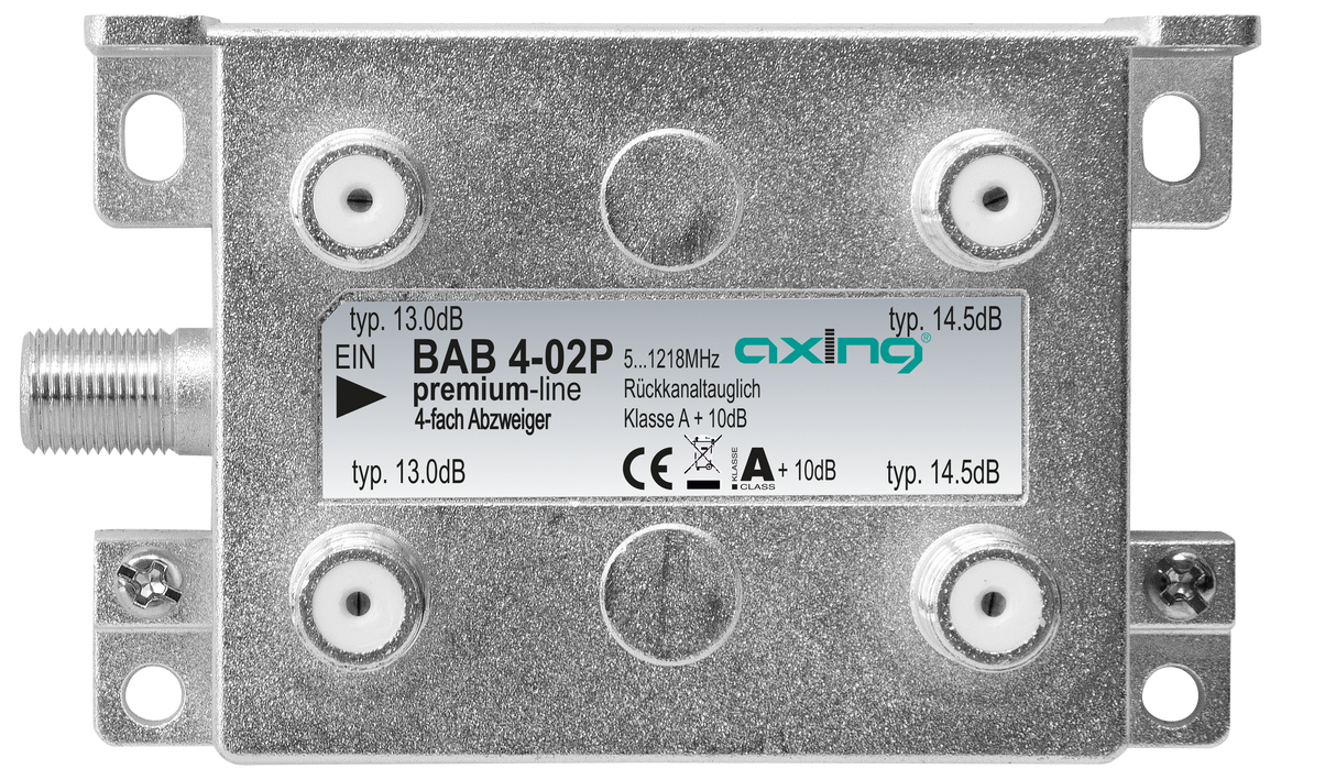 BAB 4-02P 4-fach Endabzweiger | 11/12dB | F-Anschluss | 5…1218 MHz