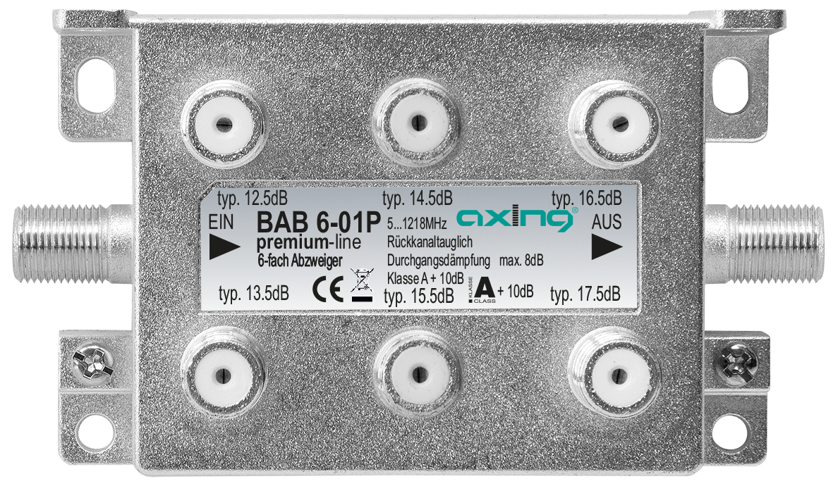 BAB 6-01P 6-fach Abzweiger | 8dB | F-Anschluss | 5…1218 MHz