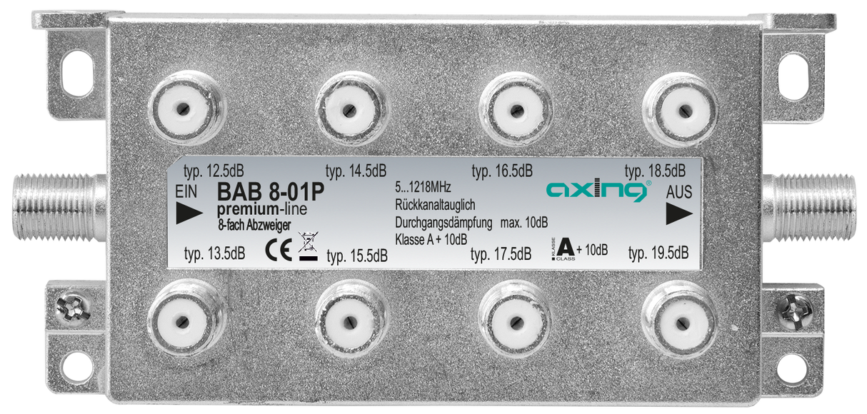 BAB 8-01P 8-fach Abzweiger | 10dB | F-Anschluss | 5…1218 MHz