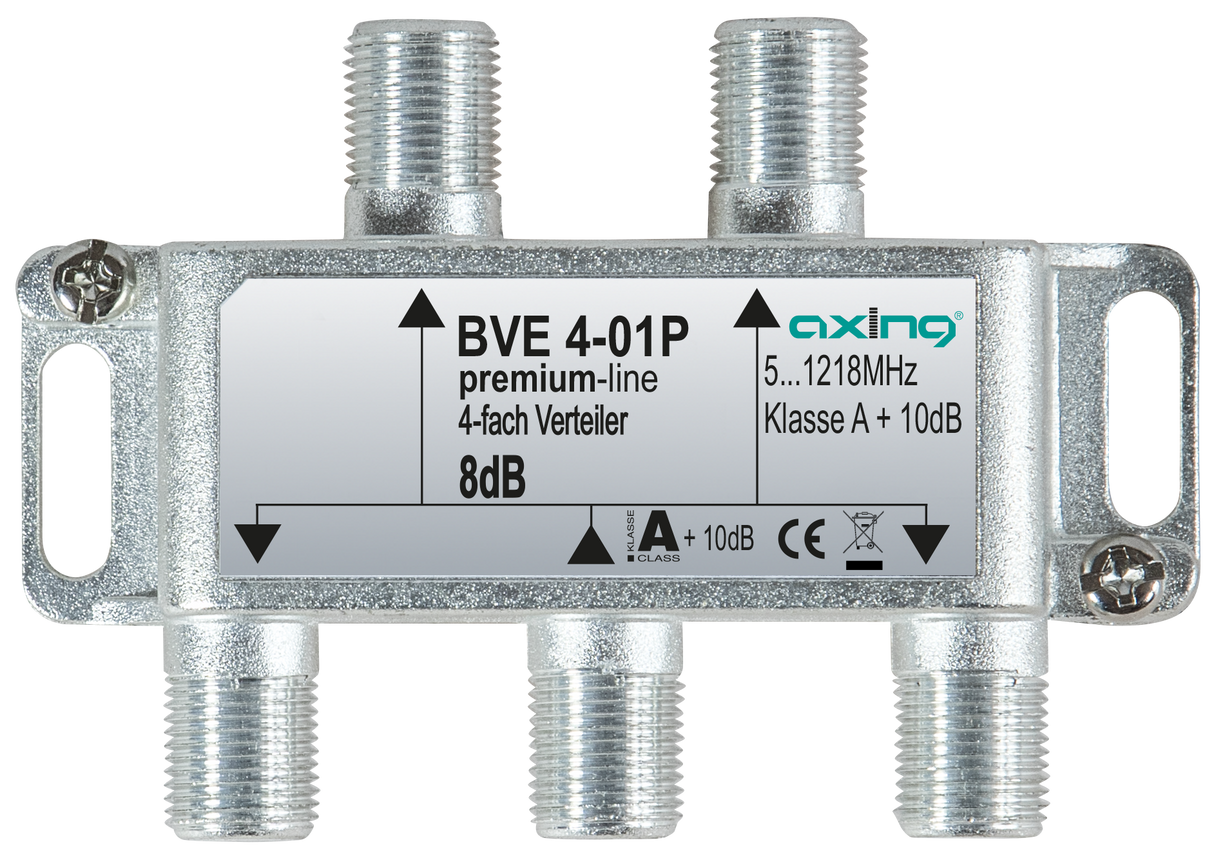 BVE 4-01P 4-fach Verteiler | 8dB | F | 5...1218 MHz | gerade Anschlüsse