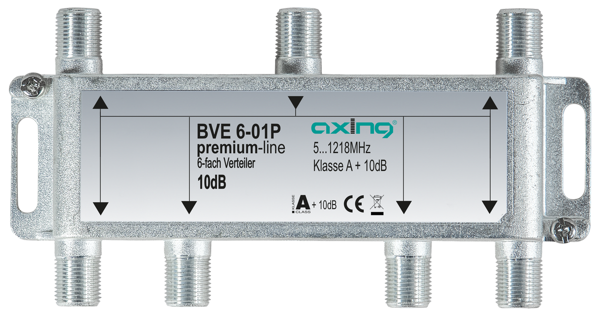 BVE 6-01P 6-fach Verteiler | 10dB | F | 5...1218 MHz | gerade Anschlüsse