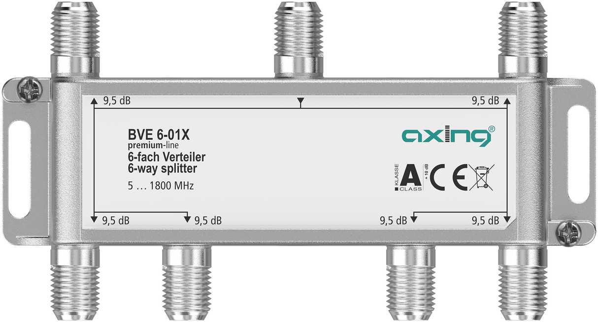 BVE 6-01X 6-fach Verteiler | 9,5 dB | 5 … 1800 MHz | Bauform 01