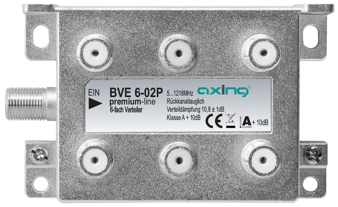 BVE 6-02P 6-fach Verteiler | 10dB | F | 5...1218 MHz | gewinkelte Anschlüsse