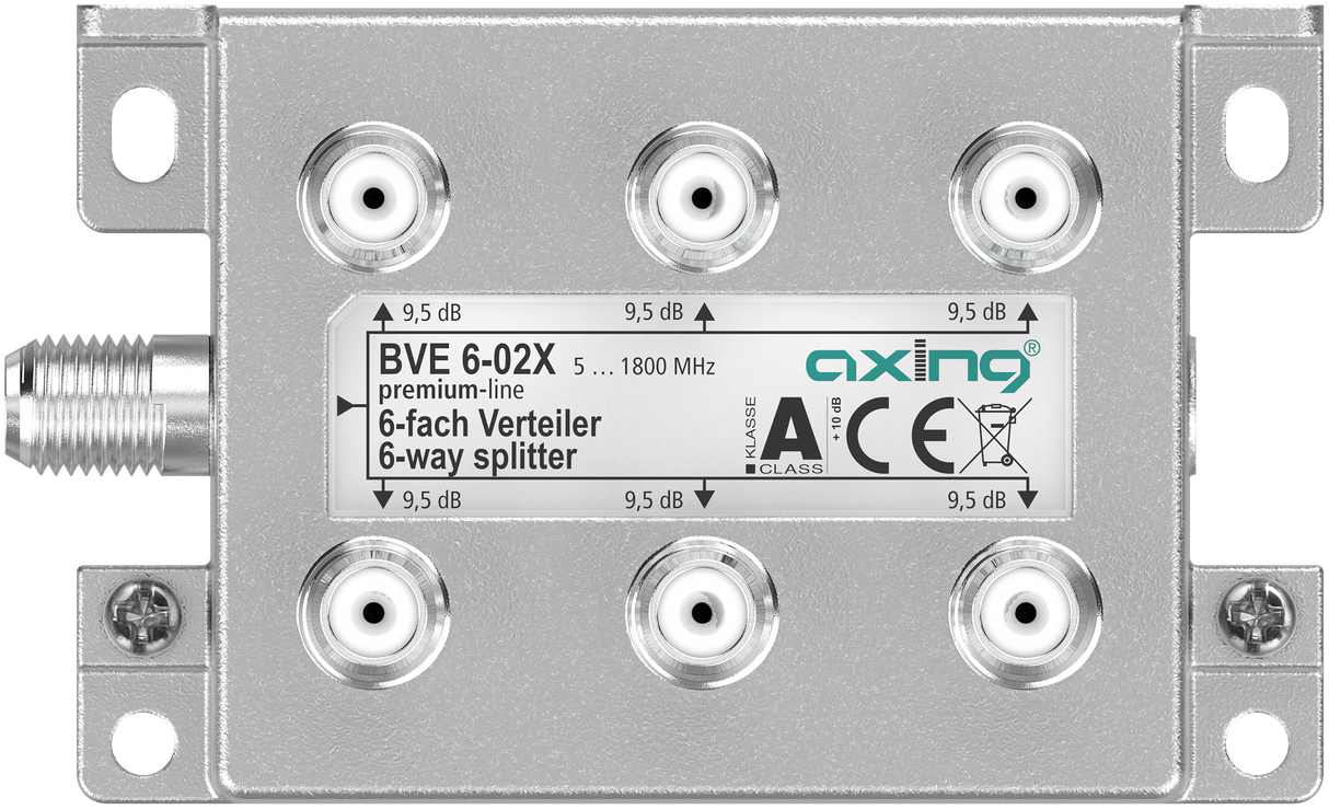 BVE 6-02X 6-fach Verteiler | 9,5 dB | 5 … 1800 MHz | Bauform 02