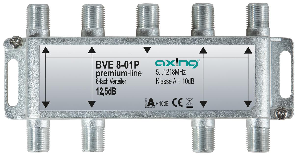 BVE 8-01P 8-fach Verteiler | 12.5dB | F | 5...1218 MHz | gerade Anschlüsse