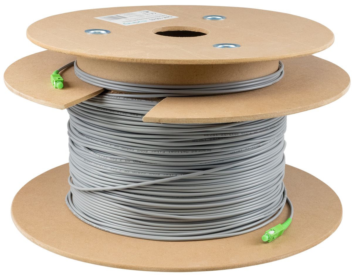 OAK 100-03 Optisches Kabel | konfektioniert | SC/APC | 100m | Stahlarmierung | Trommel