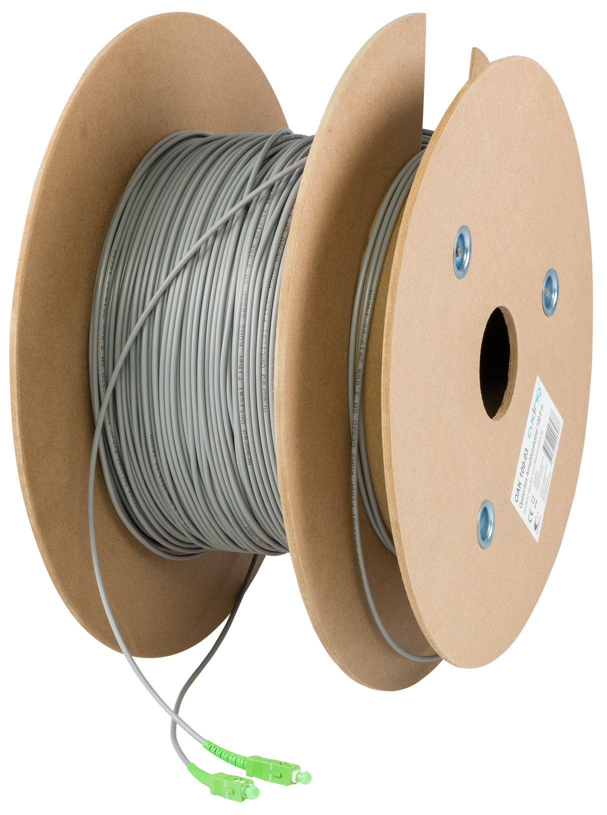 OAK 100-03 Optisches Kabel | konfektioniert | SC/APC | 100m | Stahlarmierung | Trommel