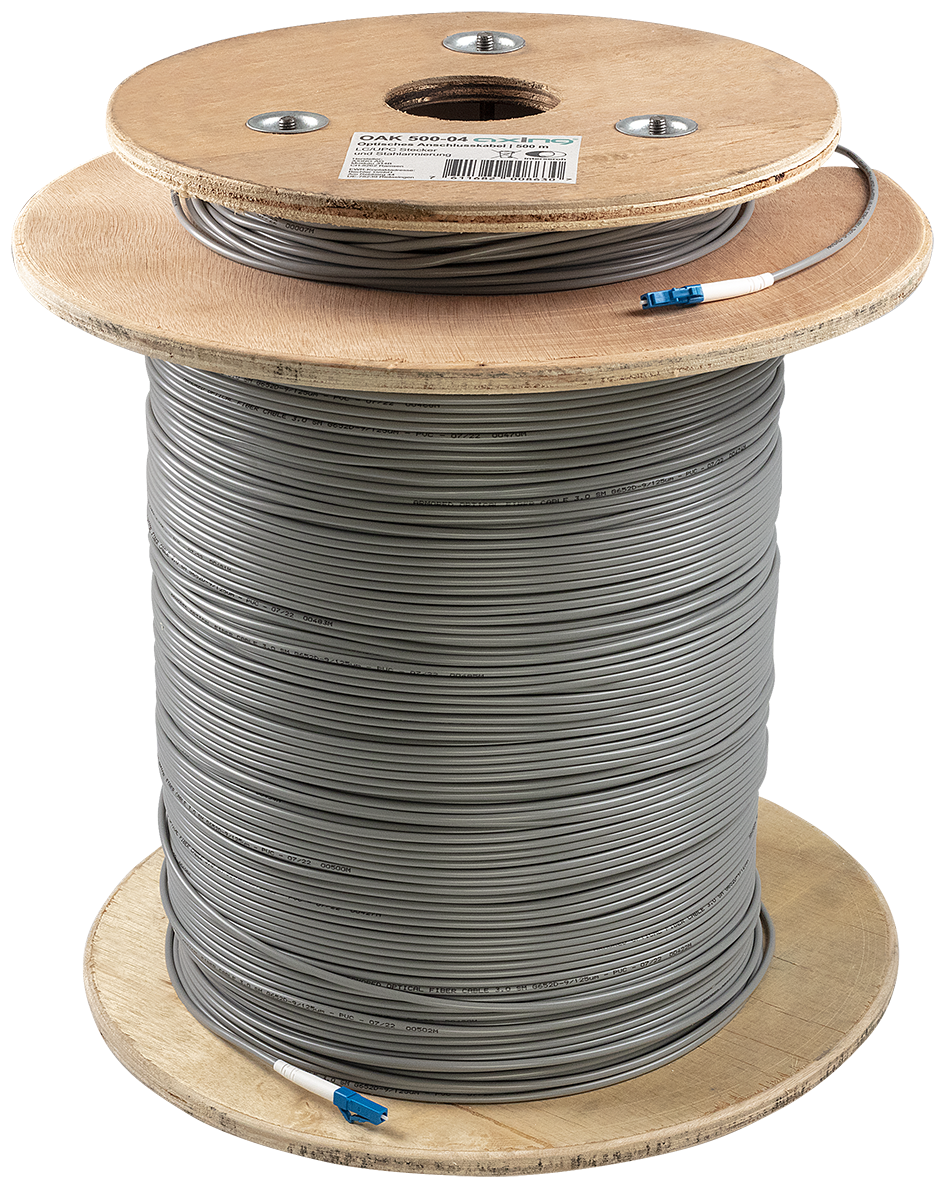 OAK 500-04 Optisches Kabel mit Stahlarmierung | LC/UPC | 500 m