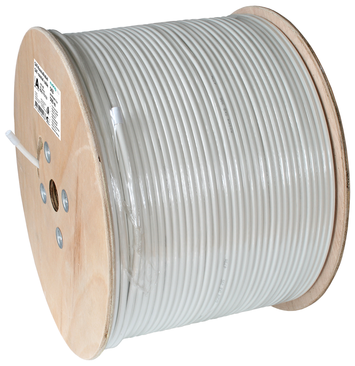 SKB 97-03 Flammwidriges. halogenfreies Koaxialkabel | 3-fach geschirmt | Vodafone Kabel Deutschland zugelassen | 500 m | weiss