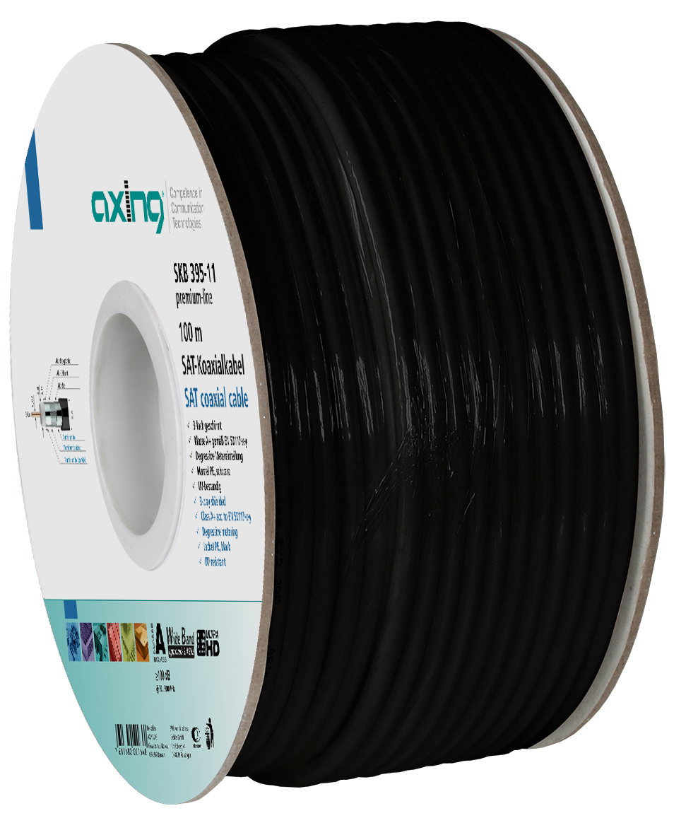 SKB395 Koaxialkabel | 3-fach geschirmt | D7mm | Klasse A+ | Schwarz