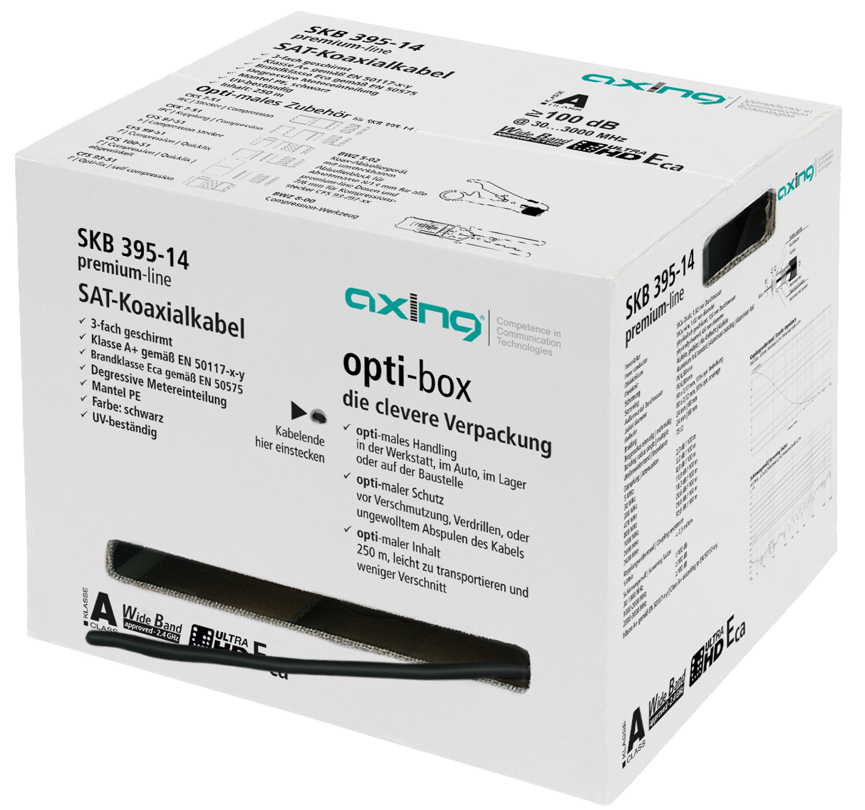 SKB395 Koaxialkabel | 3-fach geschirmt | D7mm | Klasse A+ | Schwarz