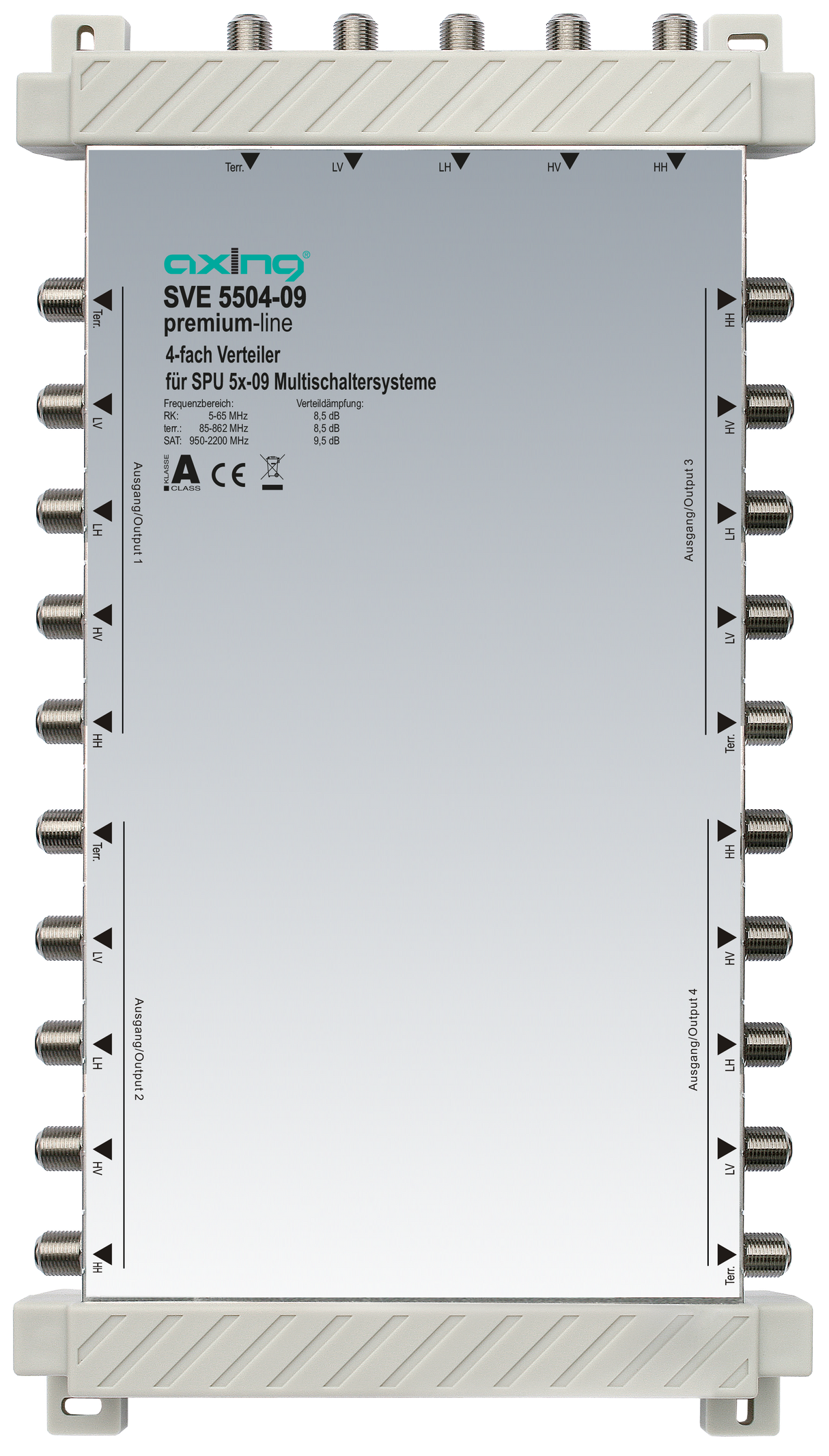 SVE 5504-09 4-fach Verteiler | 5 in 4x 5 | 5-2400 MHz | 4x SAT + 1x terrestrisch