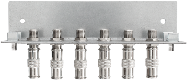 QEW00612 Erdungswinkel | für 6-fach Axing-MS | einreihig | bestückt mit F-Buchse/Buchse | Quickfix