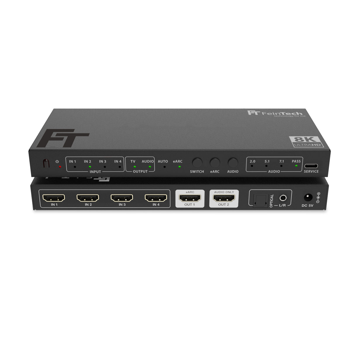 SW411 HDMI 2.1 Switch 4 In 1 Out mit HDMI Audio Extractor (HDMI-Audio | Toslink | AUX)