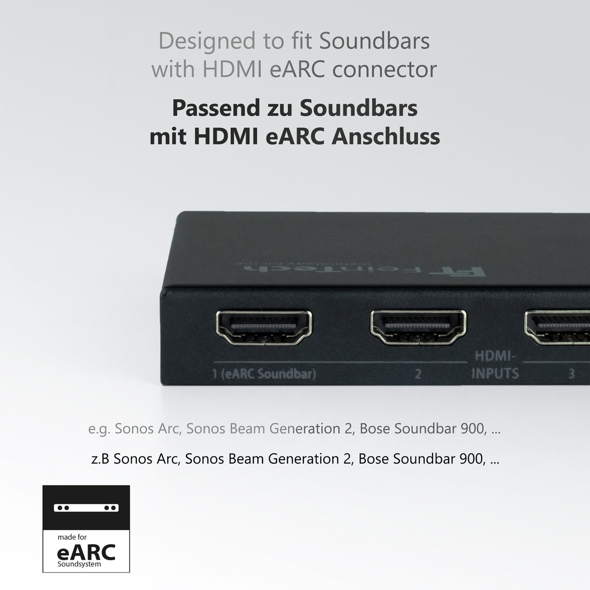 VAX04201 HDMI eARC Pass Matrix Switch 4x2 für Soundbar