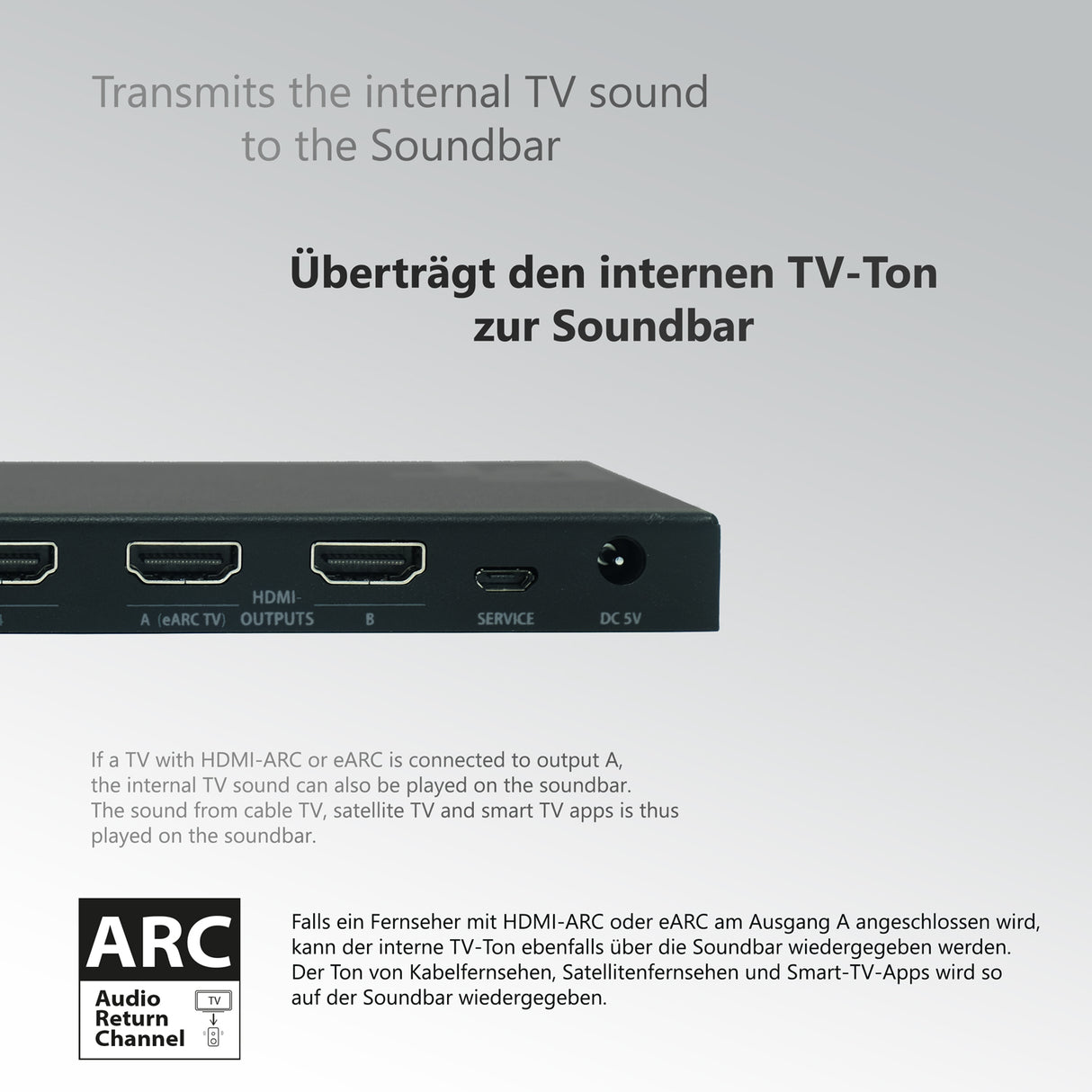 VAX04201 HDMI eARC Pass Matrix Switch 4x2 für Soundbar