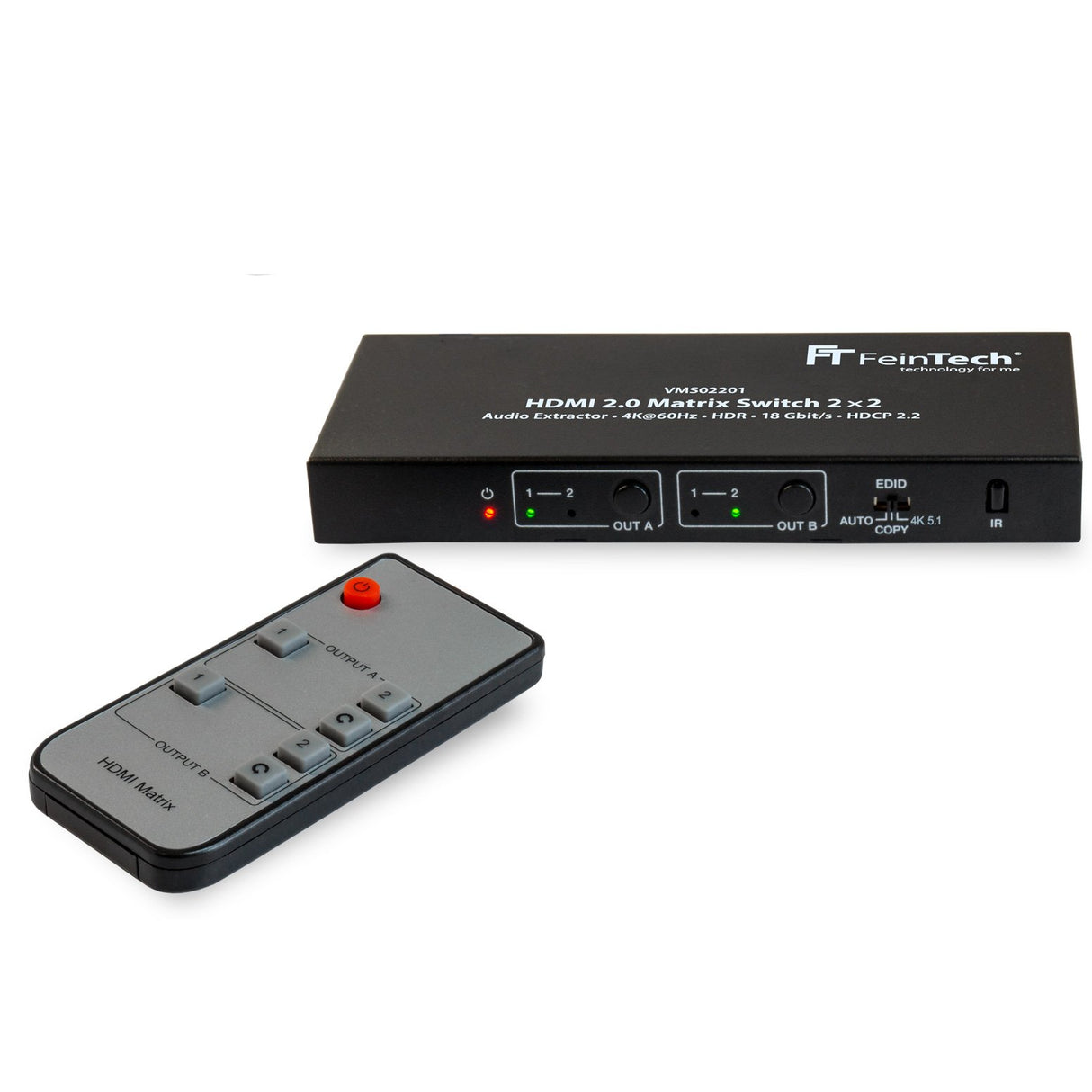 VMS02201 HDMI 2.0 Matrix Switch 2x2 mit Audio Extractor