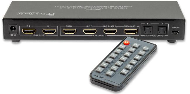 VMS02400 HDMI 2.0 Matrix Switch 2x4 mit Audio Extractor