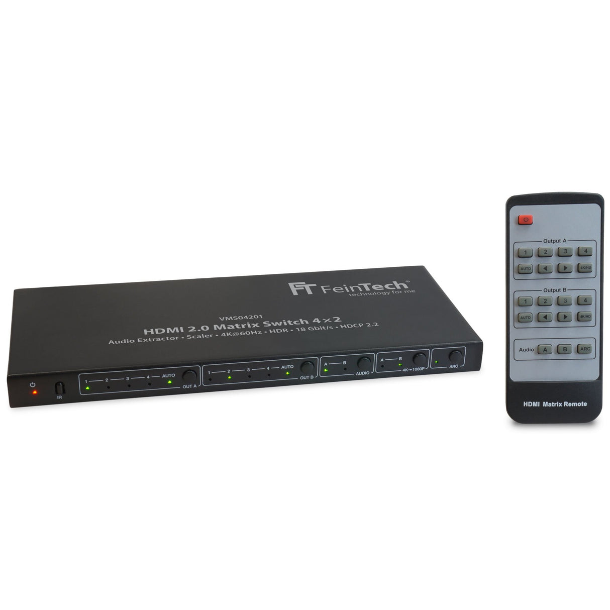 VMS04201 HDMI Matrix Switch 4x2 mit Audio Extractor + Scaler
