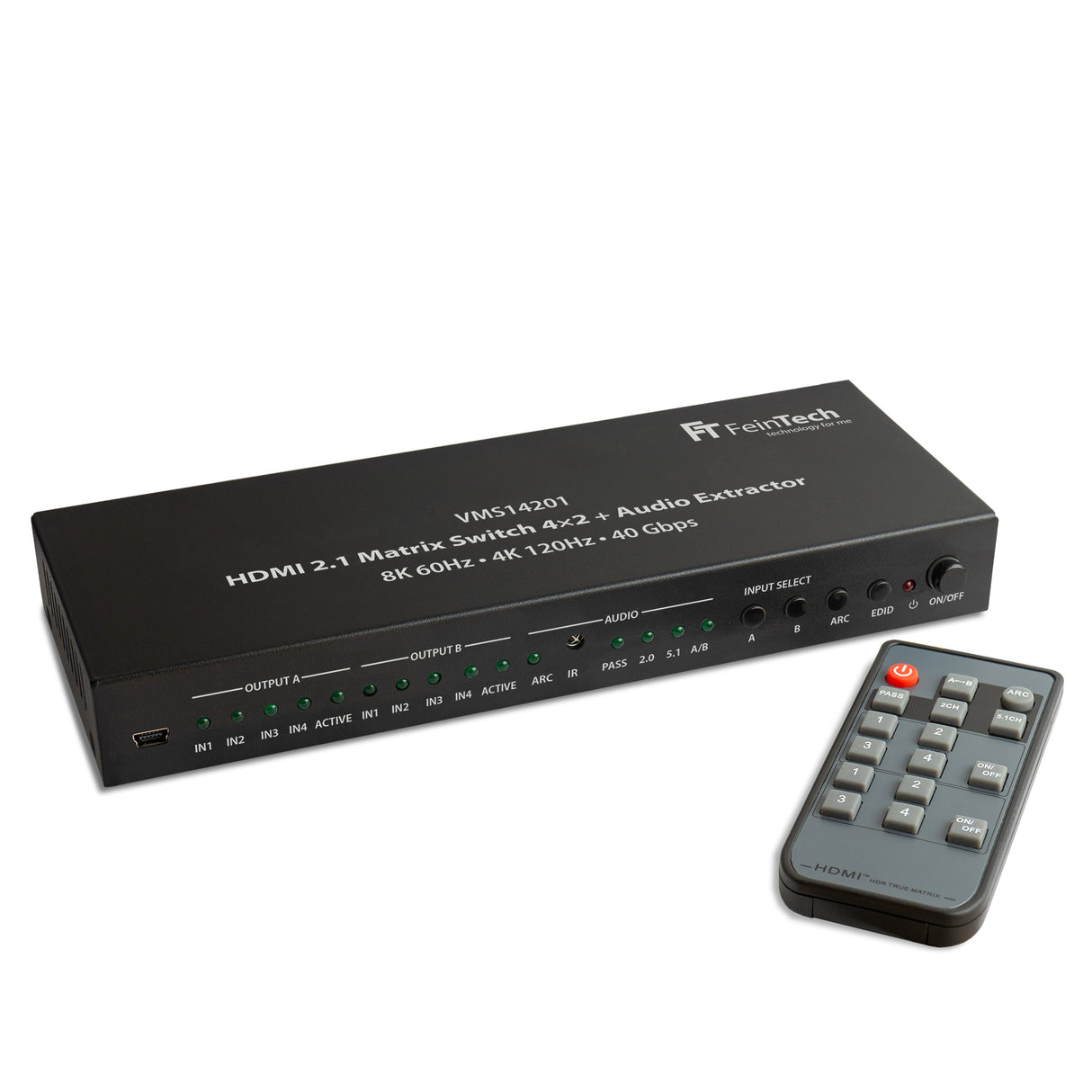 VMS14201 HDMI 2.1 Matrix Switch 4x2 mit Audio Extractor