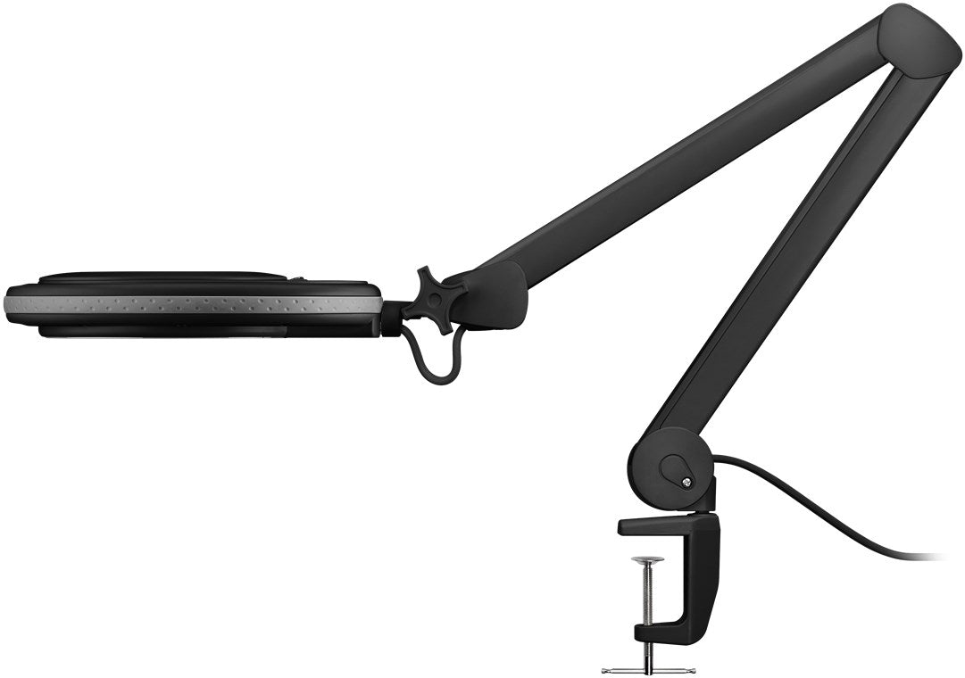 Goobay 65575 LED-Klemm-Lupenleuchte | 8W | 650 lm | Kristall-Glaslinse | Schwarz