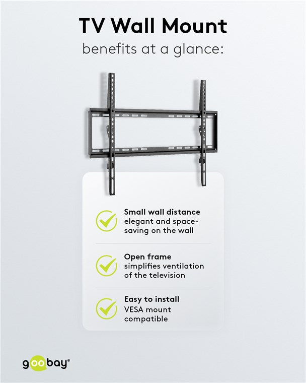 Goobay 49732 TV-Wandhalterung Basic FIXED (L) für Fernseher von 37-Zoll bis 70-Zoll (94-178 cm) bis 35kg