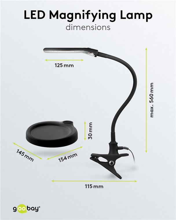 Goobay 64990 LED-Stand-/Klemm-Lupenleuchte | 6W | 480 lm | Schwarz