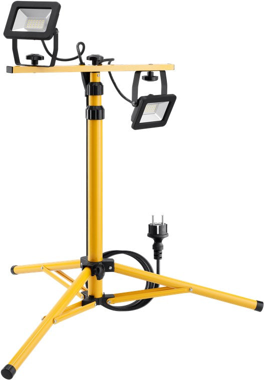 Goobay 57845 LED-Baustrahler mit Teleskopstativ | 2x 20 W